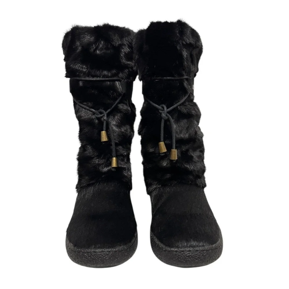 Oscar Apres Ski Fur Lined Winter Holiday Chic Tall Snow Cozy Boots Black 36 or 6